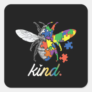 Autistic Be Kind Beekeeper Puzzle Piece Square Sticker