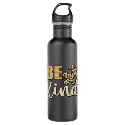 Autistic Be Kind Leopard Puzzle Piece Autistic Pri Stainless Steel Water Bottle