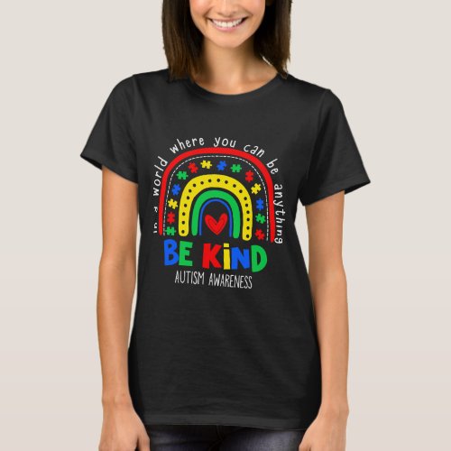 Autistic Be Kind Puzzle Rainbow Autism Awareness A T_Shirt