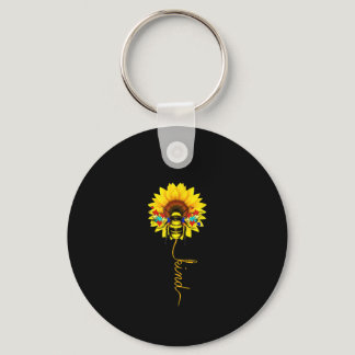 Autistic |Be Kind Sunflower Puzzle Piece Bee Lover Keychain