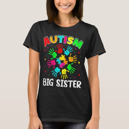 Autistic Big Sister Puzzle Support Family Autism A T_Shirt