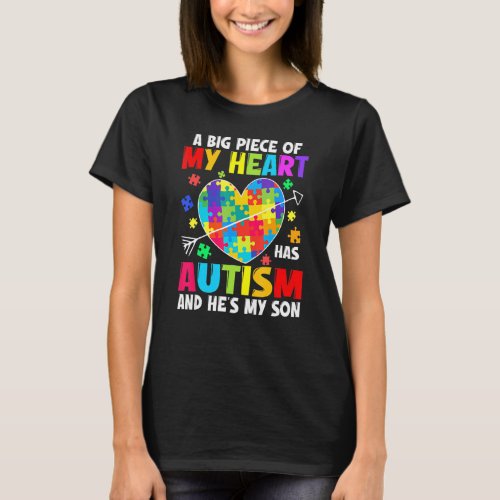Autistic Boy Piece My Heart Has Autism Hes My Son T_Shirt