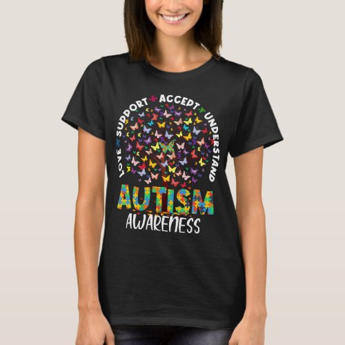 Autistic Butterfly Tree Autism Shirt Love Accept S