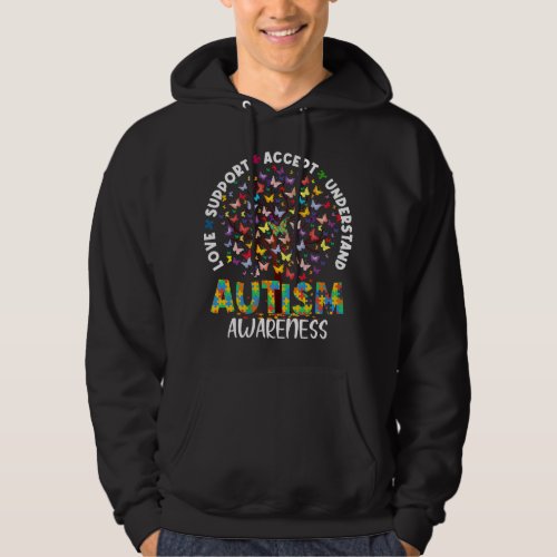 Autistic Butterfly Tree Autism Shirt Love Accept S