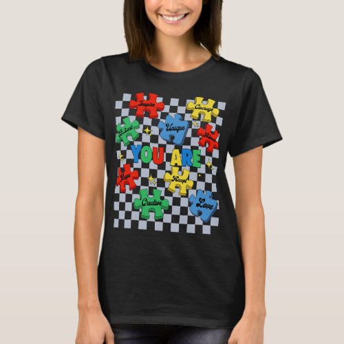 Autistic Checkered You Are Puzzle Pieces Autistic  T_Shirt