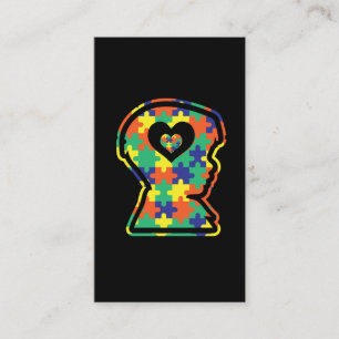 Autistic Child Colorful Puzzle Symbol Silhouette Business Card