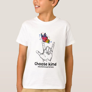 Autistic Choose Kind Autism Awareness Butterfly T-Shirt
