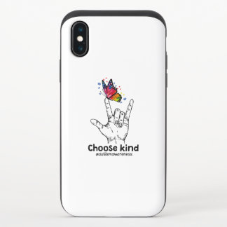 Autistic | Choose Kind Autism Awareness Butterfly iPhone X Slider Case