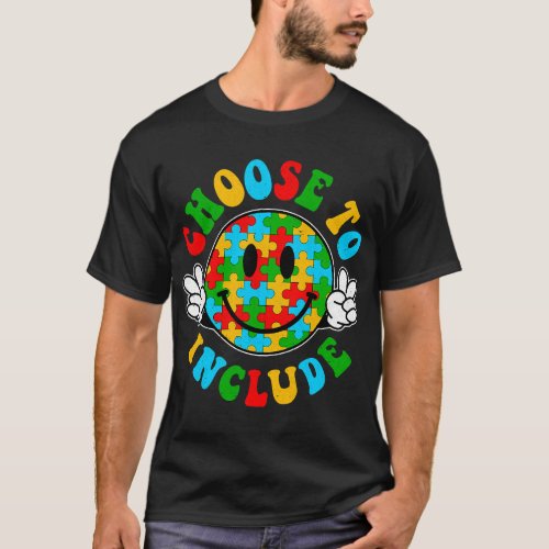 Autistic Choose To Include Happy Face Puzzle Autis T_Shirt