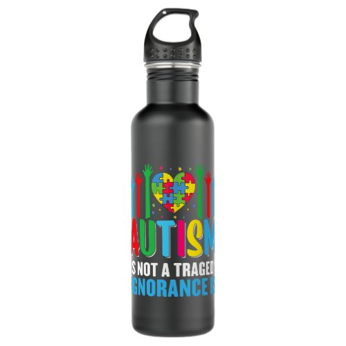 Autistic Colorful Puzzle Heart Autism Awareness Mo Stainless Steel Water Bottle