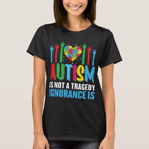 Autistic Colorful Puzzle Heart Autism Awareness Mo T_Shirt