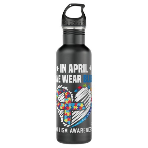 Autistic Colorful Puzzle Heart In April We Wear Bl Stainless Steel Water Bottle