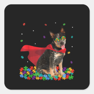 Autistic Cool Australian Cattle Dog Hero Autism Square Sticker