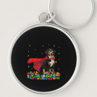 Autistic |Cool Bernese Mountain Hero Autism Puzzle Keychain