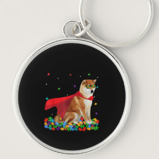 Autistic | Cool Shiba Inu Dog Hero Autism Puzzle Keychain