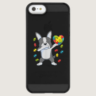 Autistic|Dabbing Boston Terrier Puzzle Piece Heart Permafrost iPhone SE/5/5s Case