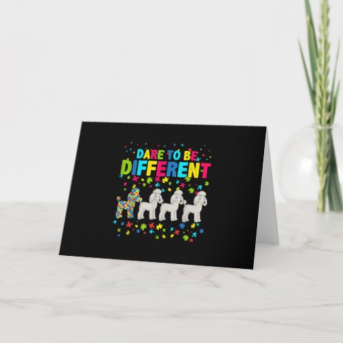 Autistic  Dare To Be Different Cute Poodle Puzzle Card