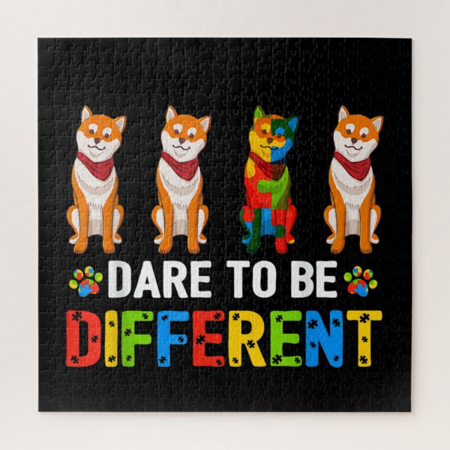 Autistic | Dare To Be Different Cute Shiba Inu Dog Jigsaw Puzzle (Vertical)