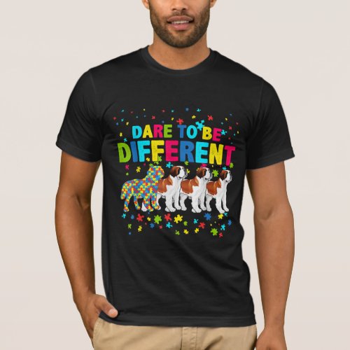 Autistic  Dare To Be Different Saint Bernard Dog T_Shirt