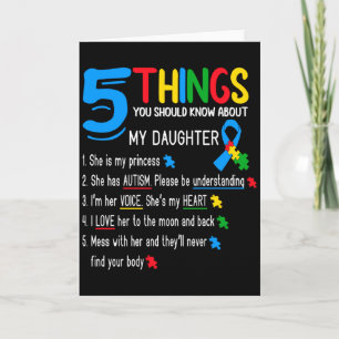Autistic Daughter Autism Awareness Support Mom Dad Card