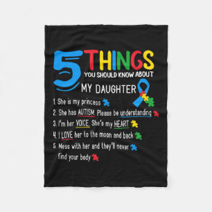 Autistic Daughter Autism Awareness Support Mom Dad Fleece Blanket