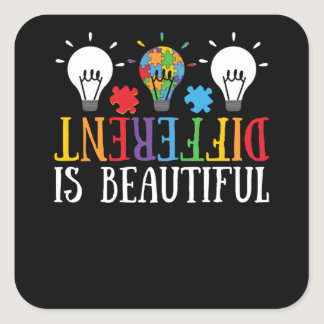 Autistic Different Is Beautiful Autism Square Sticker
