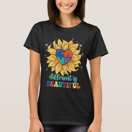 Autistic Different Is Beautiful Autism Support Aut T_Shirt