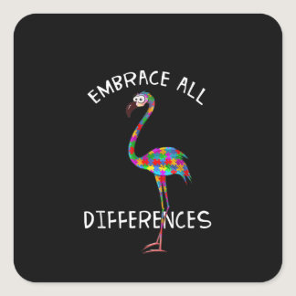 Autistic | Embrace All Differences Flamingo Puzzle Square Sticker