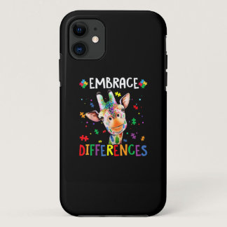 Autistic |Embrace Differences Giraffe Puzzle Piece iPhone 11 Case
