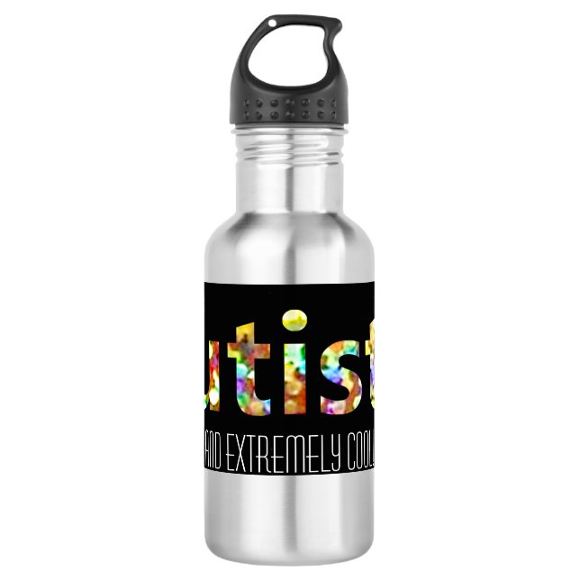 Autistic & Extremely Cool, ASD/ Autism Stainless Steel Water Bottle (Front)