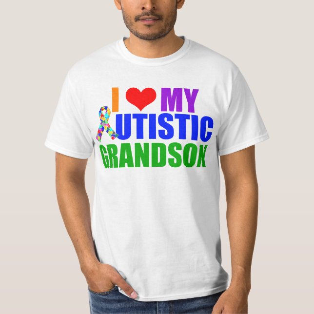Autistic Grandson Grandfather T-Shirt (Front)