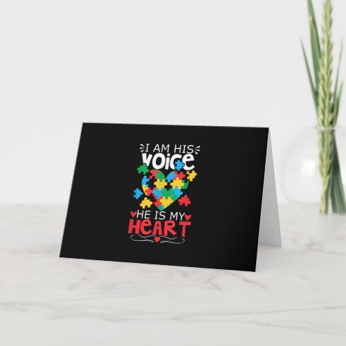 Autistic  I Am His Voice He Is My Heart Puzzle Card