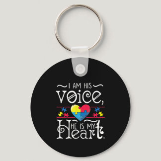 Autistic | I Am His Voice, He Is My Heart Puzzle Keychain