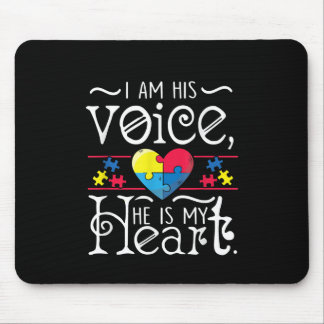 Autistic | I Am His Voice, He Is My Heart Puzzle Mouse Pad