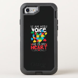 Autistic | I Am His Voice He Is My Heart Puzzle OtterBox Defender iPhone SE/8/7 Case