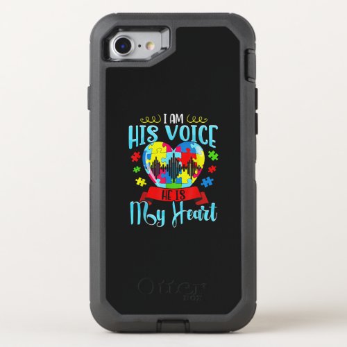 Autistic  I Am His Voice He Is My Heart Puzzle OtterBox Defender iPhone SE87 Case