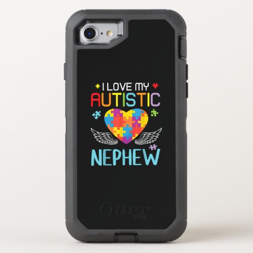 Autistic  I Love My Autistic Nephew Heart Puzzle OtterBox Defender iPhone SE87 Case