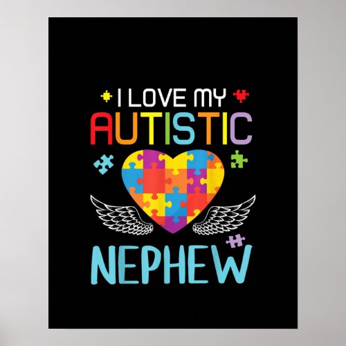 Autistic  I Love My Autistic Nephew Heart Puzzle Poster