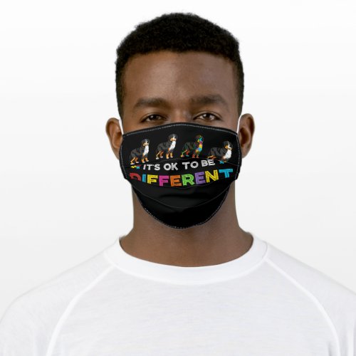 Autistic Its Ok To Be Different Bernese Mountain Adult Cloth Face Mask