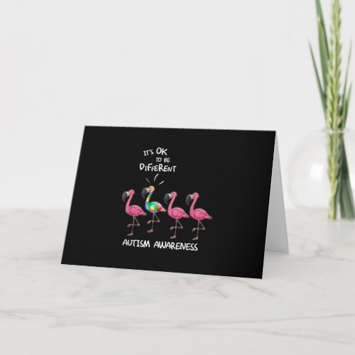 Autistic  Its Ok To Be Different Flamingo Puzzle Card