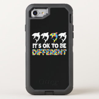 Autistic |It's Ok To Be Different Shark Silhouette OtterBox Defender iPhone SE/8/7 Case