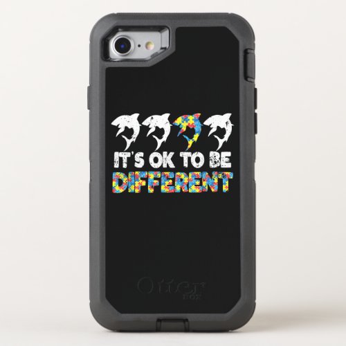 Autistic Its Ok To Be Different Shark Silhouette OtterBox Defender iPhone SE87 Case