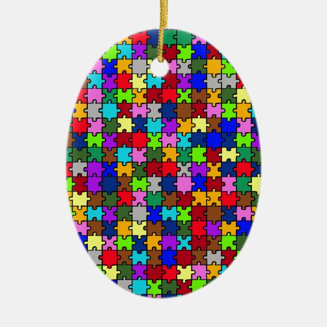 Autistic Jigsaw Ceramic Ornament (Front)