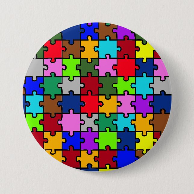 Autistic jigsaw pinback button (Front)