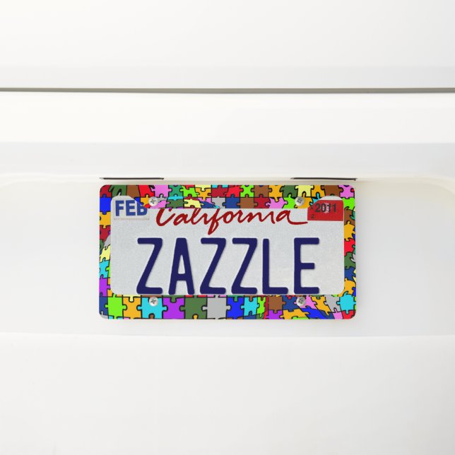 Autistic Jigsaw Warp License Plate Frame (On Car)