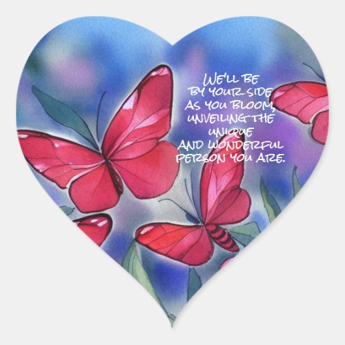 Autistic kid _ Butterfly Embrace Heart Sticker