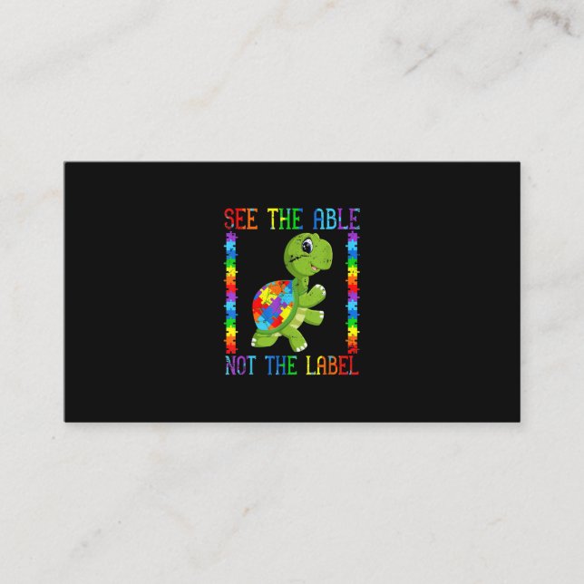 Autistic Kid Mom Turtle Fighter Autism Puzzle Business Card (Front)