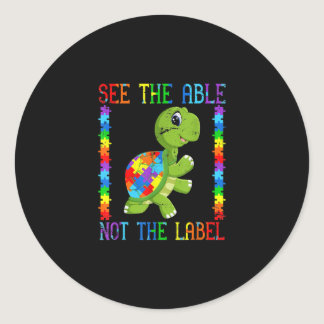 Autistic Kid Mom Turtle Fighter Autism Puzzle Classic Round Sticker