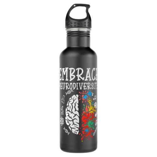 Autistic Lovely Brain Autism Design Embrace Neurod Stainless Steel Water Bottle