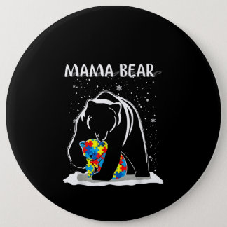 Autistic | Mama Bear Autism Puzzle Piece Snowflake Button